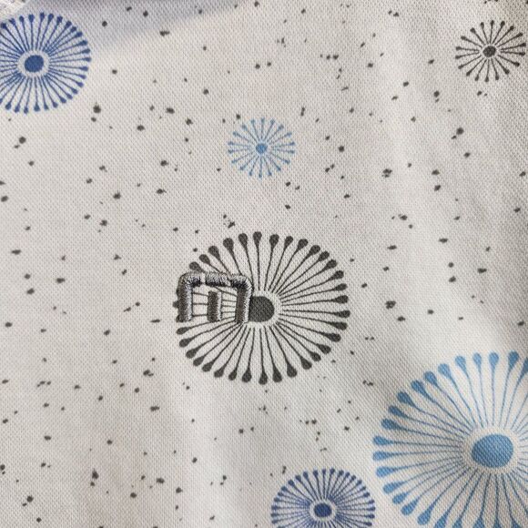 Travis Mathew Shirt Mens S White Caught Inside Polo Geometric Floral Bursts Nep - Picture 3 of 10